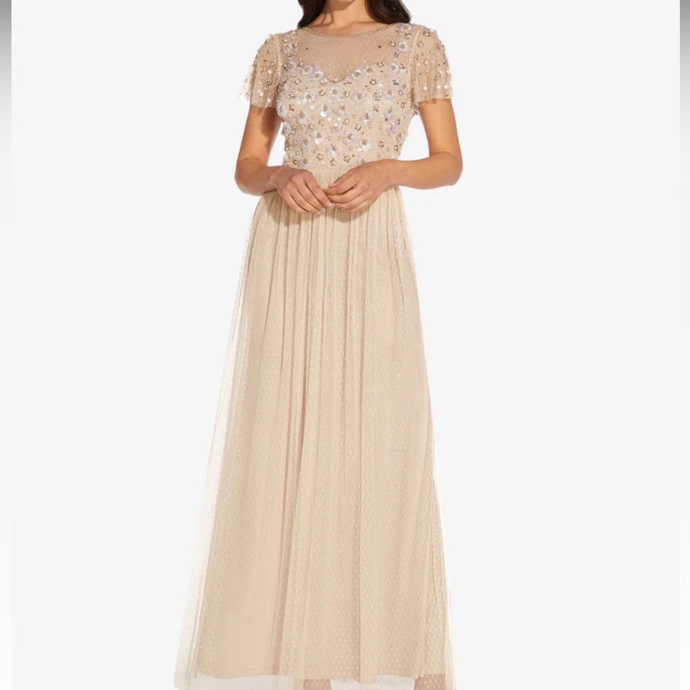 Adrianna Papell LONG GOWN IN BISCOTTI SIZE 6